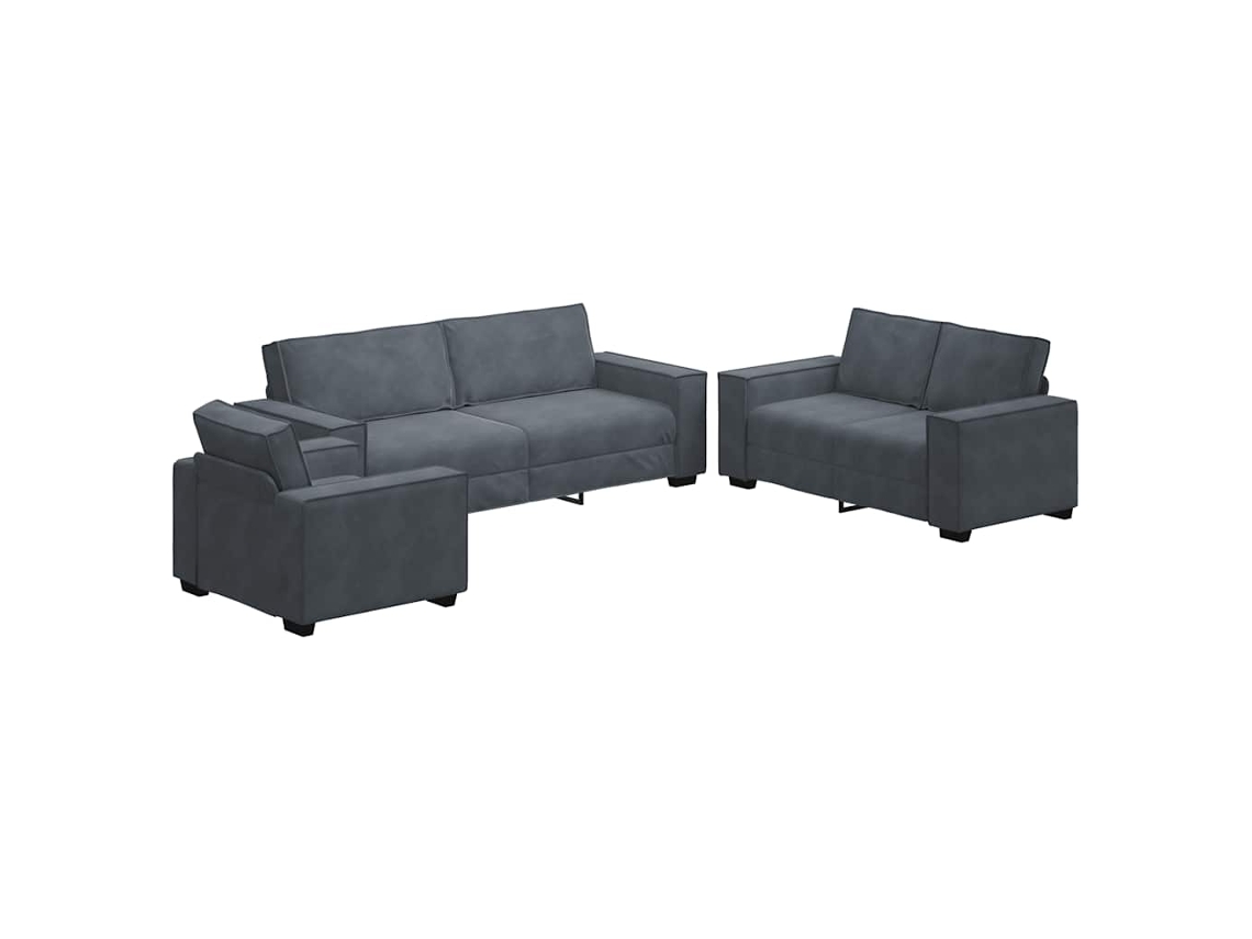 Maison Exclusive - Juego De Sofás Con Cojines 3 Piezas Terciopelo Gris Oscuro