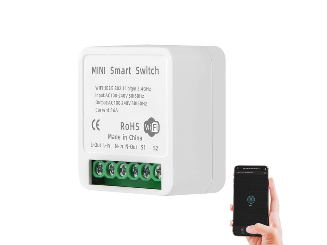 Módulo de interruptor wifi inteligente de 16 A con aplicación de control remoto para automatización del hogar
