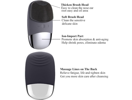 Cepillo de limpieza facial, cepillo facial eléctrico 3 en 1 de silicona suave impermeable, recargable por USB IPX7, cepillo facial vibratorio sónic...