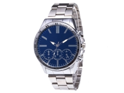 Reloj De Pulsera Para Pareja Con Brazalete De Acero, Estilo Sencillo, Esfera Redonda, Movimiento De Cuarzo, Color Plata Y Azul.