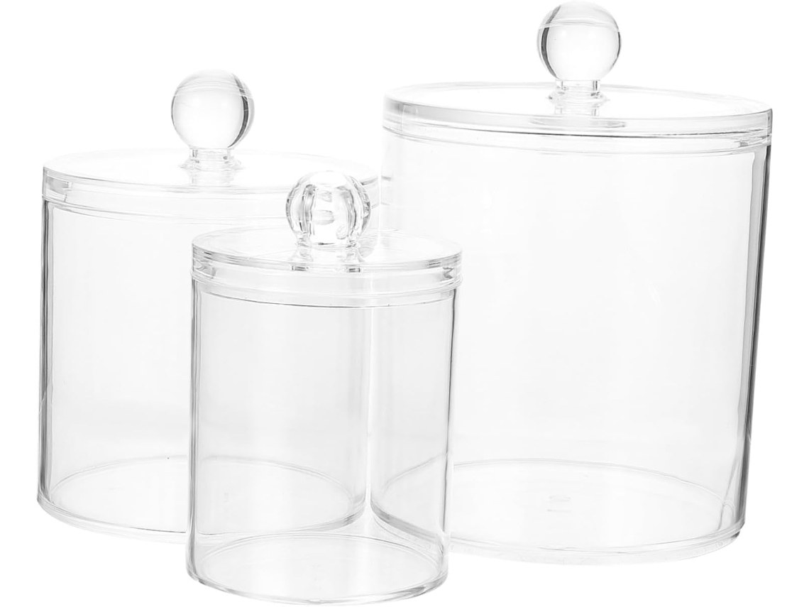 Juego De 3 Frascos De Boticario Transparentes Con Tapa