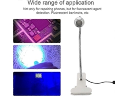 Lámpara de pegamento UV de 3 W, luz LED ultravioleta púrpura, USB con interruptor de clip para reparación de teléfonos y uñas de gel GOKOCO