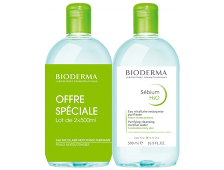 BIODERMA Sébium H2O Agua Micelar Limpiadora Purificante Lote de 2 X 500 Ml