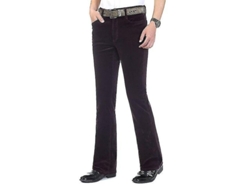 2026-pantalones Casuales De Pana Para Hombre De Talle Regular Con Pierna Campana Elásticos Otoño