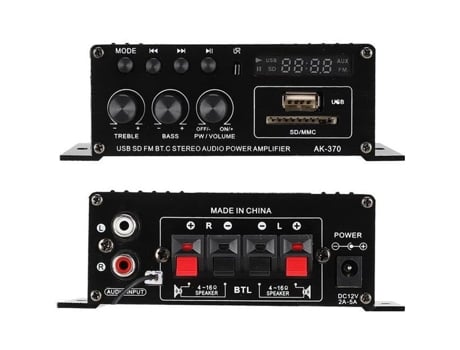 Amplificador de Audio Mini Amplificador de Potencia Digital de 12V Amplificador Estéreo de Alta Fidelidad con Mando a Distancia para Altavoz FDIT