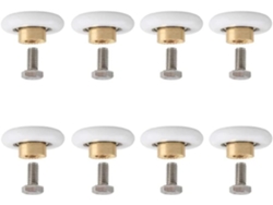 Pack 8 ruedas 20mm para puerta ducha blanca. Tornillos M6 incluidos. Repuesto.