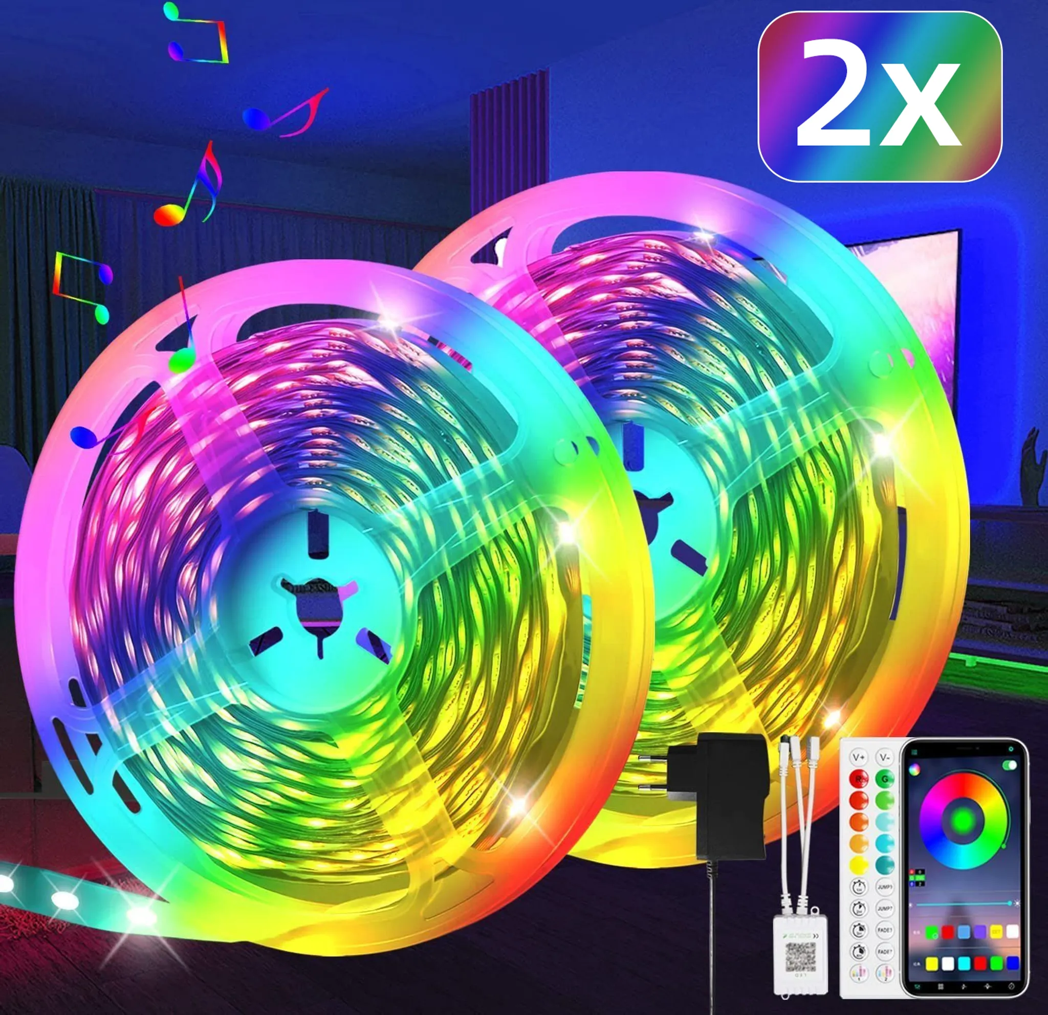 Conjunto De Barras De Luz Led Bluetooth Wi-fi - Rgb - 40 M, 3535rgb - modelo Privado Bluetooth De 44 Botones