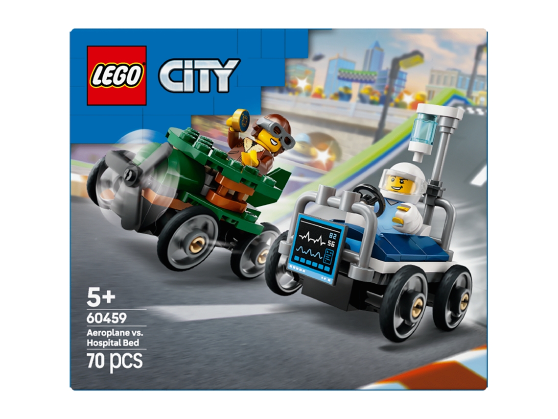 Pack de Carros de Corrida Aeronave vs. Cama de Hospital - 60459 LEGO-CITY 