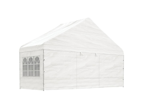 Cenador con techo polietileno blanco 5.88x2.23x3.75 m VIDAXL