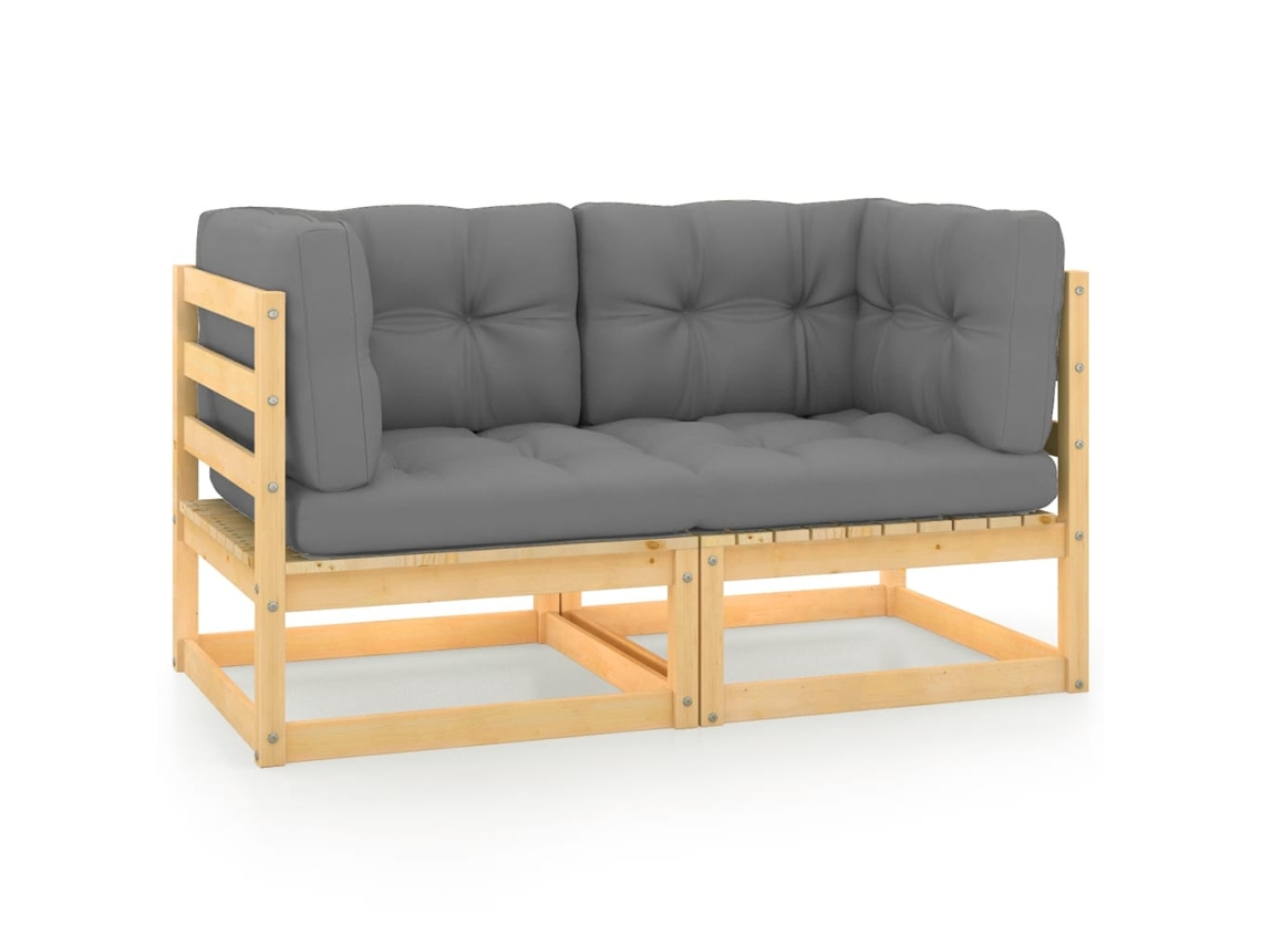 Sofá LOVELY HOME Relax de Jardín 2 Plazas con Cojines de Madera Maciza de Pino (70 x 40 x 8 cm)