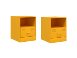 Maison Exclusive - Mesitas De Noche 2 Uds Acero Amarillo Mostaza 34,5x39x44 Cm