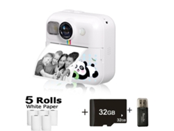 Cámara instantánea para niños Gertiz, 1080p, HD, con impresión térmica y tarjeta de 32 g, color blanco