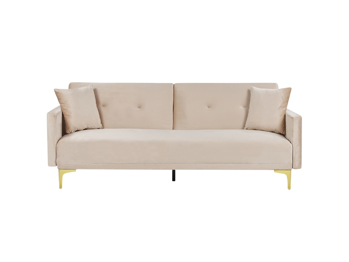 Sofá cama BELIANI Lucan de Terciopelo Beige 190x90x75