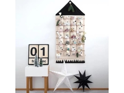 Rebe-calendario De Adviento Navideño Con 24 Bolsillos Colgante Para Decoración De Cuenta Regresiva En El Hogar (negro)