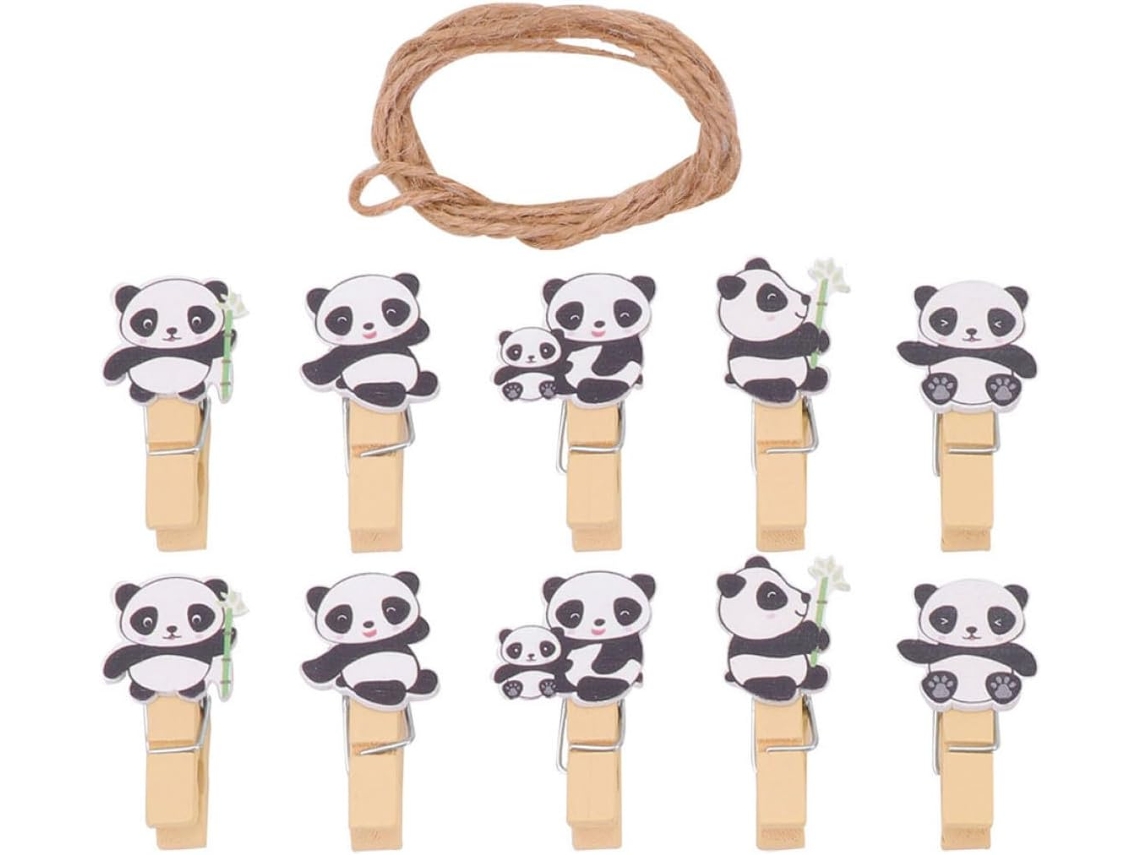 Clips Decorativos Fotos Diseño Panda Fabricados Material Sintético Paquete 60 Unidades Resistentes Ligeros