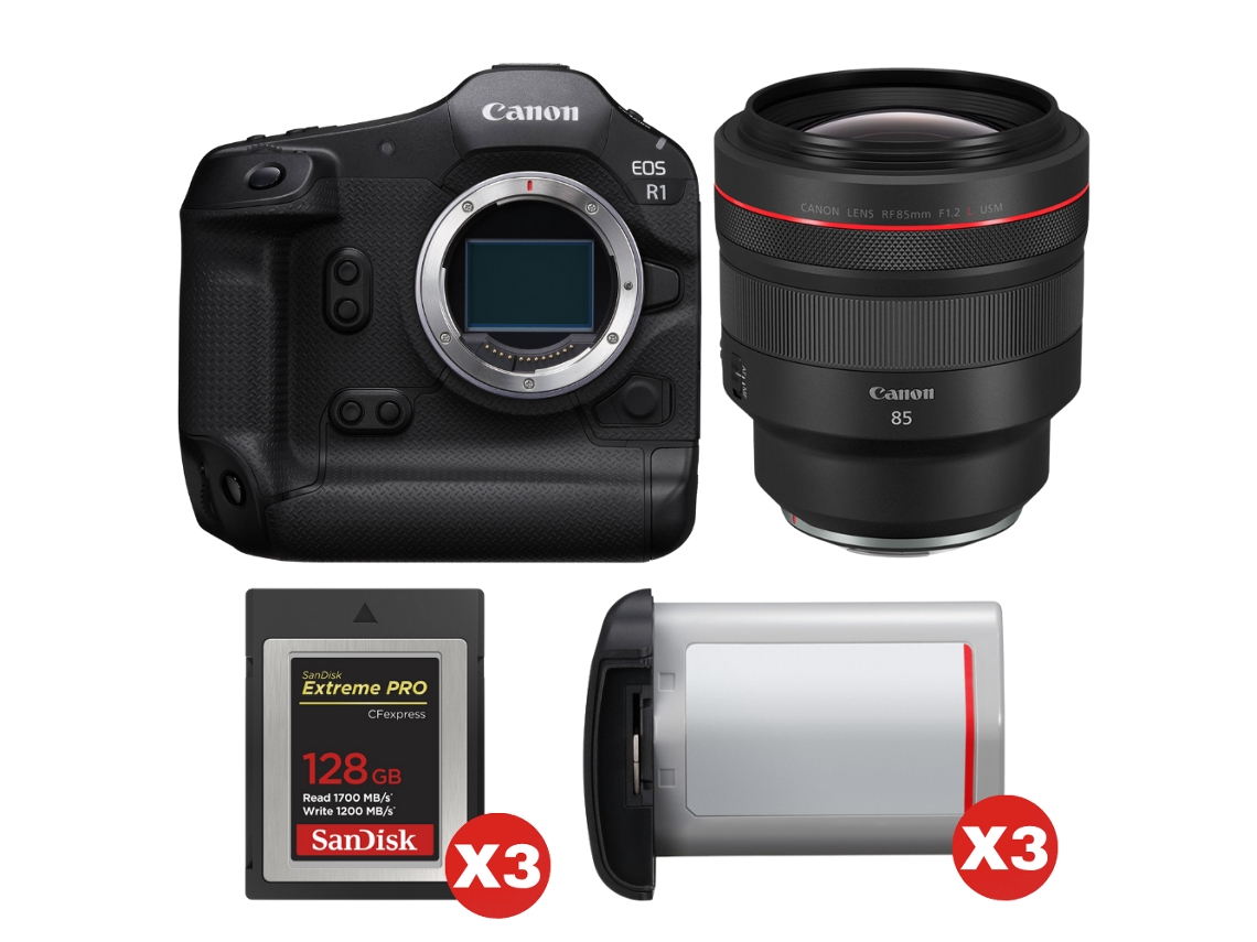 Canon Eos R1 + Rf 85mm F/1.2 L Usm + 3 Sandisk 128gb Extreme Pro Cfexpress Type B + 3 Canon Lp-e19 + Ebook “20 Consejos Para Fotos Que Impactan”
