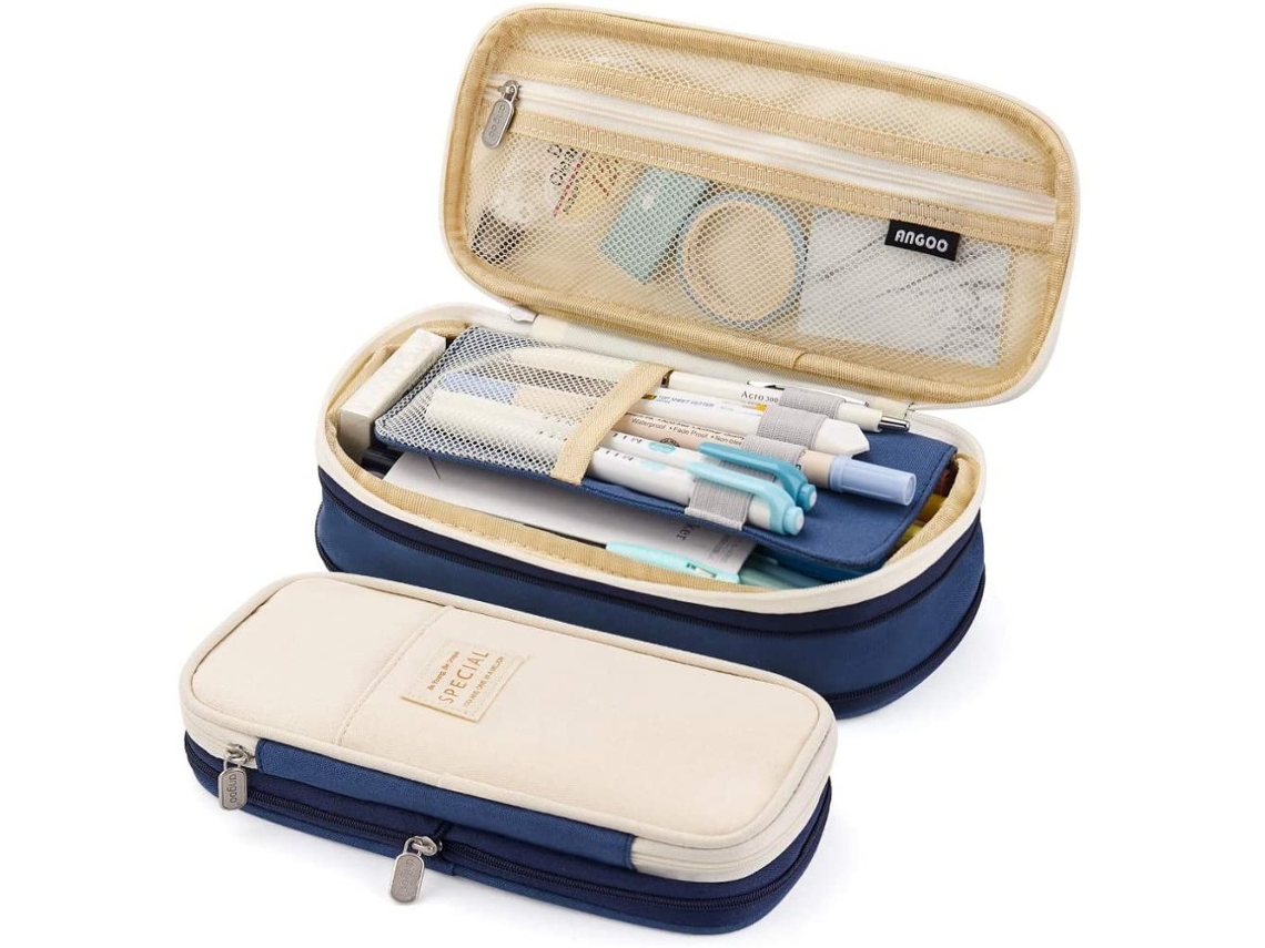 Estuche Extensible Para Lápices, Estuche Para Lápices De Gran Capacidad, Estuche Para Lápices Escolar, Bolsa De Almacenamiento De Papelería, Caqui ZMDECQNA