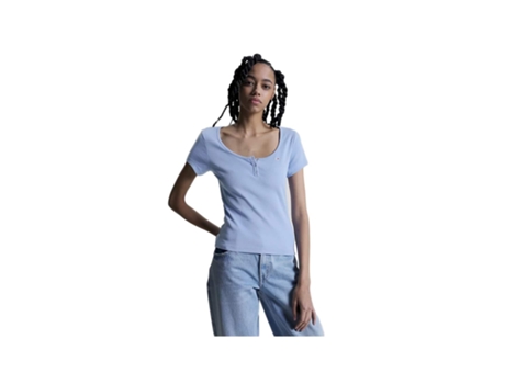 Camiseta de Mujer TOMMY JEANS Flag Algodón Azul (XL)