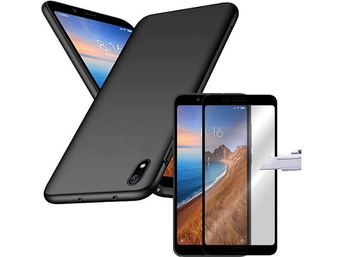 Kit Carcasa y Protector de Cristal 5D Xiaomi Redmi 7A SlimShield Negro