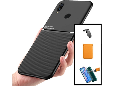 Kit Carcasa, Protector y Soporte Magnético Huawei P Smart Z PHONECARE Magnetic Lux, Magentic Wallet L Safe Driving Naranja