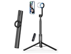 Trípode MagSafe para iPhone 64, palo selfie, trípode con anillo metálico y control remoto, grabación de vídeo JYTGALX (negro)