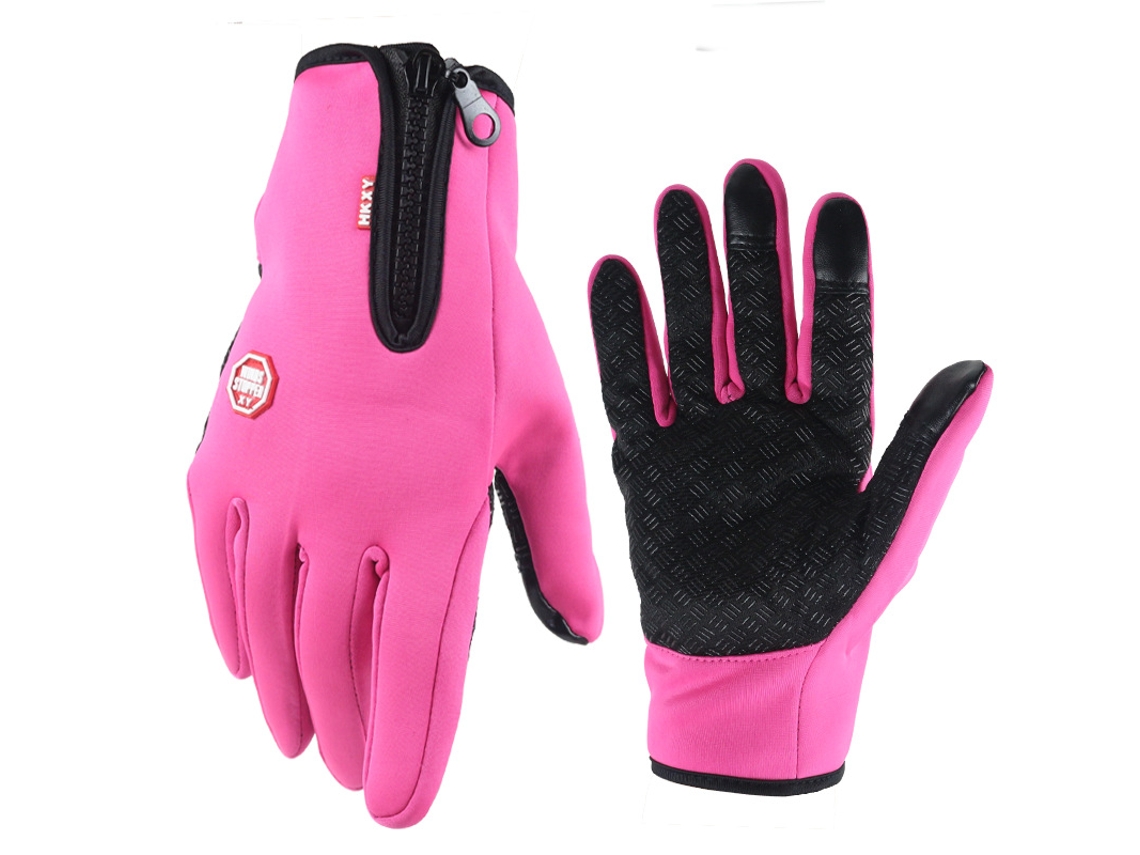 Guantes de ciclismo de invierno con pantalla táctil para hombre y mujer, cálidos y resistentes al viento, color rosa/m Gertiz