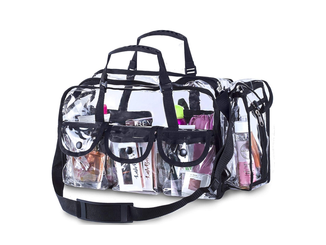 GIGIKILL Nécessaire Ajustável Resistente De Mulher Estilosa Alça Ideal Viagens Uso Profissional Design Preto (34x27x2cm)