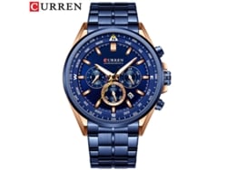 (azul) Reloj De Pulsera Con Cinta De Acero Resistente Al Agua, Múltiples Funciones, Gran Esfera Y Calendario Para Hombre