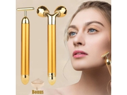 Barra De Belleza 2 En 1, Masajeador Facial De Oro De 24k Con Rodillo 3d.