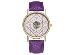 Reloj De Pulsera Analógico Zhoulianfa Con Elegante Correa De Pu A Rayas Moradas.