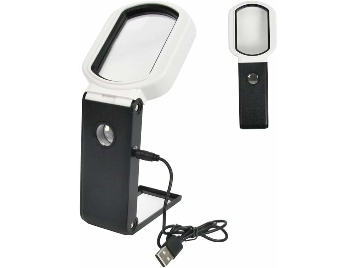 MEOIRUERY Innovador lupa iluminada LED, lupa de 5x 25x para trabajos y lectura precisos, diseño plegable con 3 modos LED para personas mayores y entusiastas de 