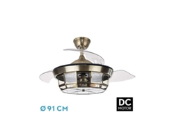 Tornado Leather Dc Fan 3xe27 91d 3 Aspas Implantables 6 Velocidades Con Control Remoto Y Temporizador Fabrilamp