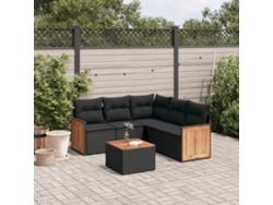 Conjunto de sofás de jardín de 6 piezas DKD Home Decor con cojines de mimbre negros