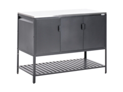 Cocina de jardín Beliani Maenza de acero plateado, 120 x 60 x 93 cm