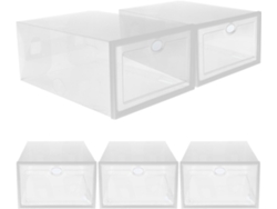 Juego 5 Cajas Transparentes Apilables Zapatos Cajón Plástico Blanco 33x23x14 Almacenamiento Práctico