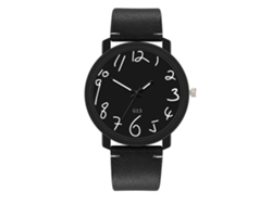 Reloj De Cuarzo Para Hombres Con Correa De Cuero Pu Moda Simple Regalo Negro
