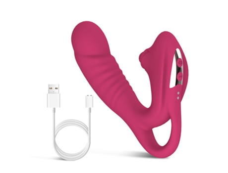 Vibrador de silicona de doble motor, masajeador femenino (Rojo rosa) YIZHOOD