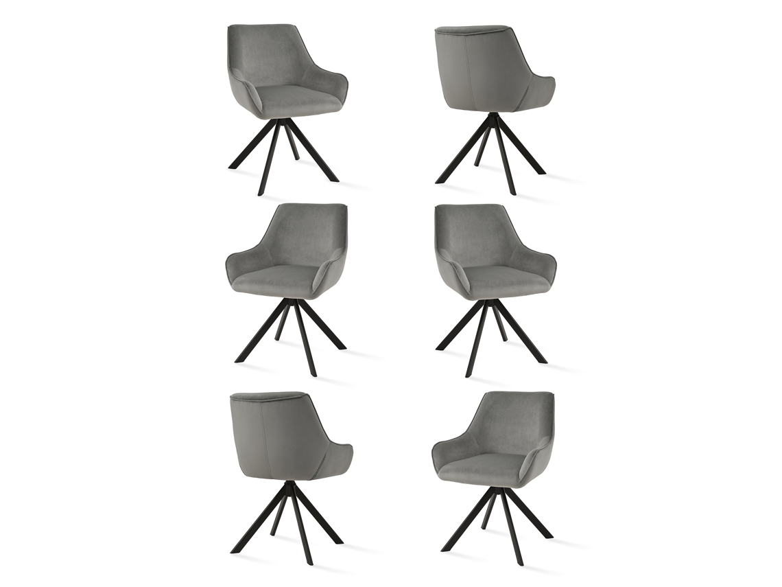 Sillas De Comedor Goeurvant 1178(pack De 6, Gris Claro, Terciopelo)