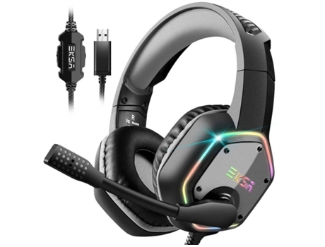 Auriculares Gaming ENKES USB a PC 7.1 Sonido envolvente 3D con cable Micrófono con cancelación de ruido Auriculares RGB con luz