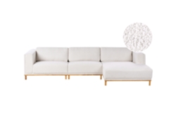 Sofá esquinero Beliani Veng De Bouclé blanco 347x156x84