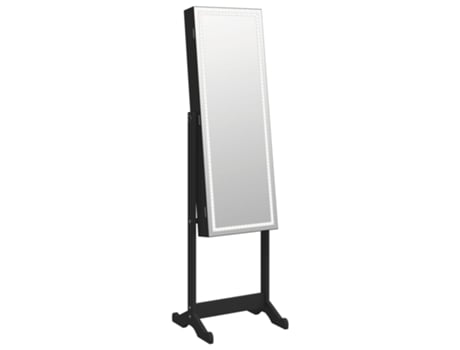 Espejo de pie VIDAXL con joyero y luces LED negro