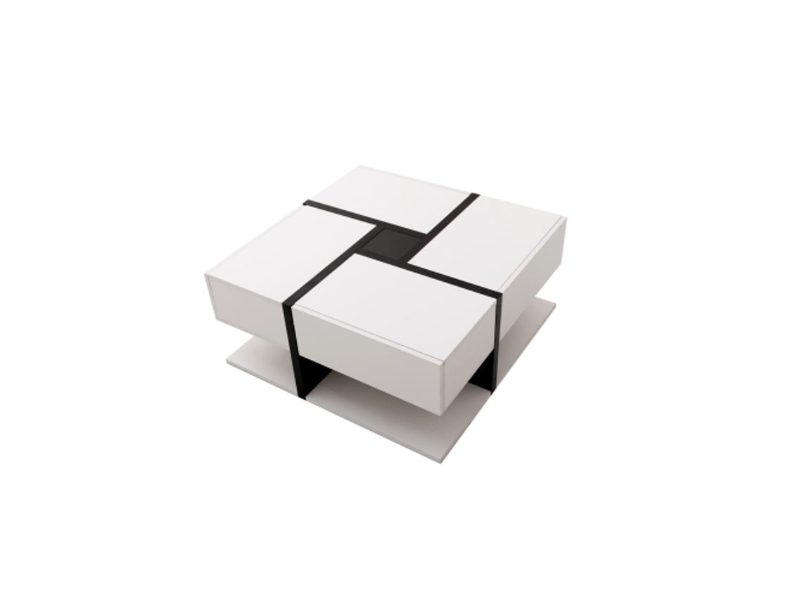 Mesa de centro 78x78x36cm 4 cajones Alto brillo Ziwei Store