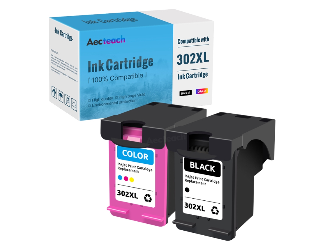 1 juego de 1 cartucho de tinta compatible HP 302 XL para impresoras Deskjet 2130, 2135, 1110, 3630, 3632, 3830, 3831, 3833, 4650, 4654, 4657 y 4510.