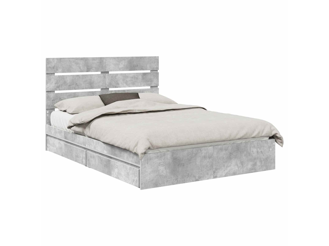 Maison Exclusive - Cama Con Almacenamiento Con Cabecera Gris Concreto 150 X 200 Cm