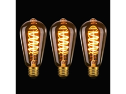Oferta: Juego De 3 Bombillas Led Estilo Edison Vintage (regulables) – 3w, Filamento Espiral Flexible (base E27), Cristal Ámbar.