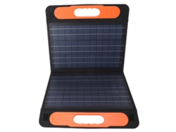 Panel solar portátil de 60 W y 18 V con soporte y puertos USB para camping.