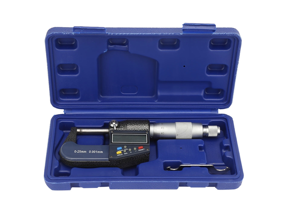 Micrómetro Electrónico Digital De 0-25 Mm Con Medidor De Espesor De 0,001 Mm Y Llave De Ajuste.