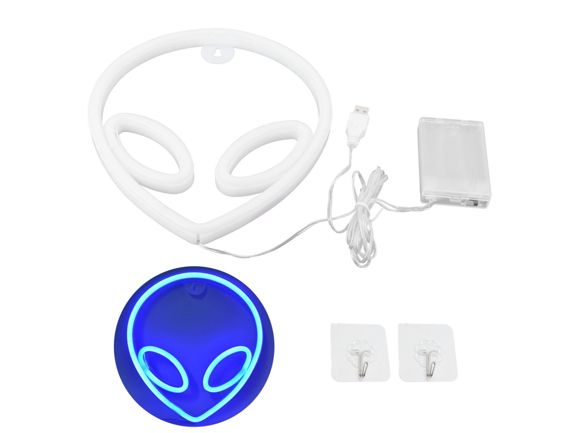 2026-señal De Neón Extraterrestre Lámpara De Pared Decorativa Luz Nocturna Operada Por Batería/usb Azul