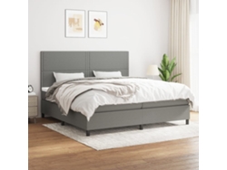 Cama Box Spring Con Colchón Tela Gris Oscuro 200x200 Cm