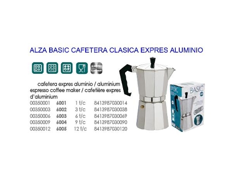 Alza basic cafetera clasica expres aluminio 9 tazas 6004